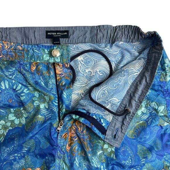 Peter Millar Collection Mens Large Blue Floral 7" Inseam Swin Trunks - Picture 3 of 9